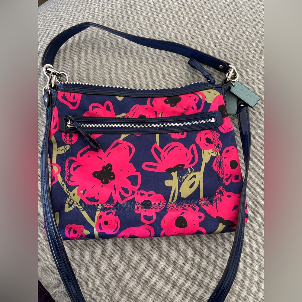 Coach poppy Blue and Pink Floral Shoulder Bag